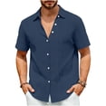 thumbnail image 1 of BangWanChi Men's Summer Hawaiian Casual Comfortable Shirts Top Solid Color Short Sleeve No Pocket Beach Tops, 1 of 5