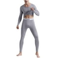 thumbnail image 1 of BangWanChi Mens Thermal Underwear Sets Men's Home Dress Warm Fitting Solid Color Long Sleeve Crewneck Shirt and Pajams Pants Set, 1 of 5