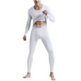 thumbnail image 1 of BangWanChi Mens Thermal Underwear Sets Men's Home Dress Warm Fitting Solid Color Long Sleeve Crewneck Shirt and Pajams Pants Set, 1 of 6