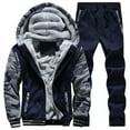 thumbnail image 1 of BangWanChi Mens Two-Piece Sports Tracksuits Thickening Sweatshirt Long Sleeve Hooded Suit Men's Camouflage Stitching Loose Casual Hooded Sweater + Pants, 1 of 5