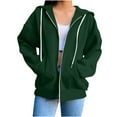 thumbnail image 1 of BangWanChi Oversized Sweatshirt for Women Zip up Fashionable Women's Casual Long Sleeved Zipper Hooded Solid Color Hoodie, 1 of 6