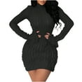 thumbnail image 1 of BangWanChi Plus Size Sweater Dress Women Elegant Temperament Half Aged Solid Color Long Sleeved Flared Sleeve Dress Black L, 1 of 5