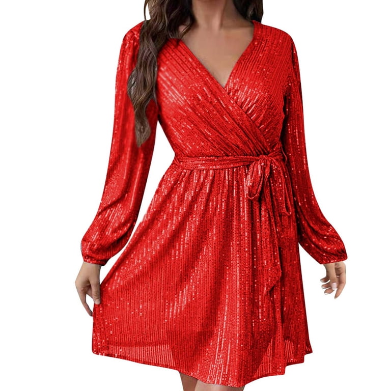 open lace back dress Burgundy And Silver Sequin Long Sleeve Wrap Front Midi Dress