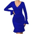 thumbnail image 1 of BangWanChi Summer Dresses for Women 2024 Long Dresses for Women Plus Size Dress Fashion Women Casual Dress V Neck Long Sleeve Hip Wrap Dress Long Dress, 1 of 8