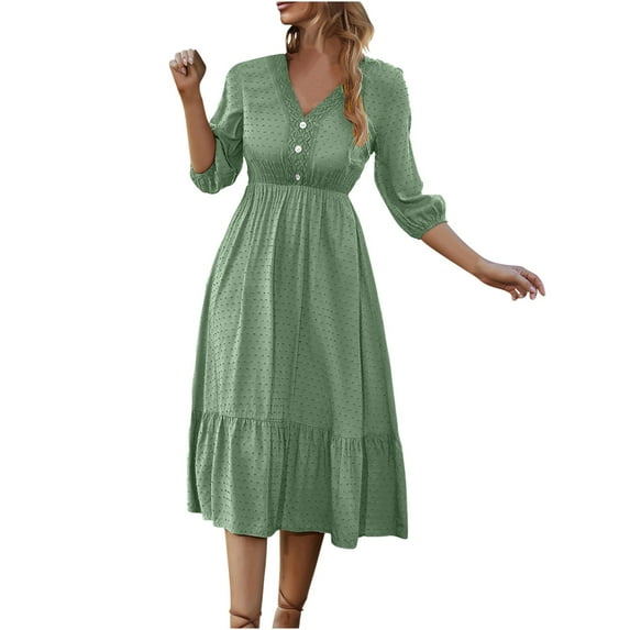 BangWanChi Summer Dresses for Women 2024 Summer Dresses for Women 2024 Womens Summer Dresses Women's New Fashion Irregular Collar Button Long Sleeve Dresses