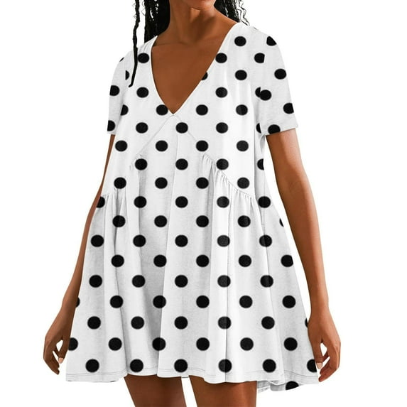 BangWanChi Sundresses for Women 2026 Women's Solid Color Summer Short Sleeved Dress