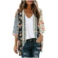 thumbnail image 1 of BangWanChi Swimsuit Coverup for Women Women's Long Sleeve Printing Casual Tops Blouse With Pocket Cardigan, 1 of 1