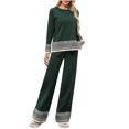 thumbnail image 1 of BangWanChi Two Piece Sets for Women Skirt Women New Awinter Fashion Sweater Loose Casual Long Sleeved Wide Leg Pants Knitted Two-piece Set Long Sleeved Round Neck Top/shirt Set, 1 of 5