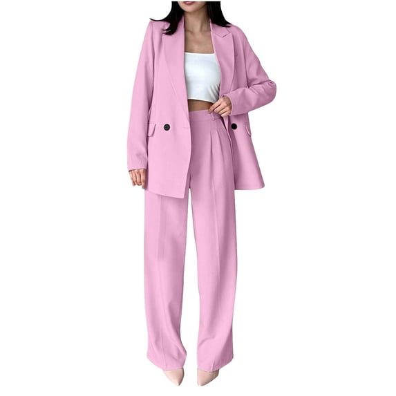 BangWanChi Two Piece Sets for Women Business Women's Coat Color Fashion Temperament Long Sleeve Belt Suit Casual Two Piece Set
