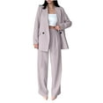 thumbnail image 1 of BangWanChi Two Piece Sets for Women Business Women's Coat Color Fashion Temperament Long Sleeve Belt Suit Casual Two Piece Set, 1 of 5