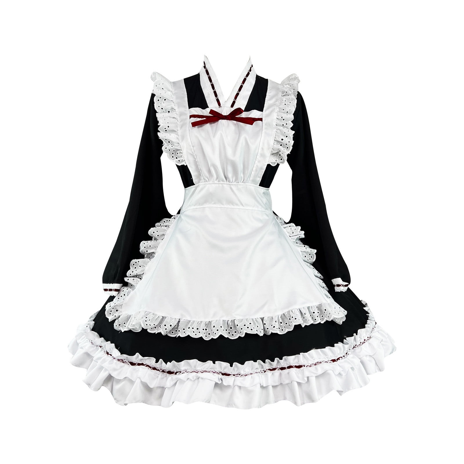 cute maid dress Cute Pink Black Lolita Cosplay Ruffle Maid Dress – Sugarplum Store