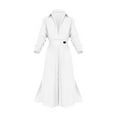 thumbnail image 1 of BangWanChi White Dress Women Women's High Waisted Button Flip Collar V-neck Solid Color Waistband Long Sleeved Irregular Shirt Dress, 1 of 5