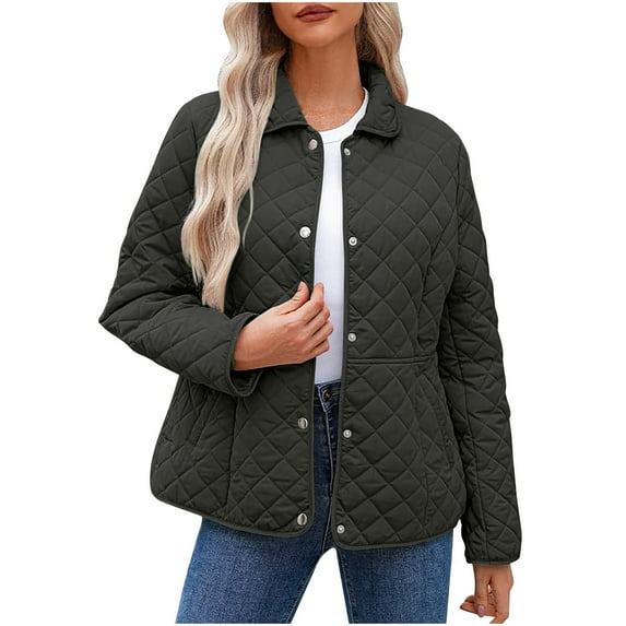 BangWanChi Winter Coats for Women Casual Loose Solid Color Fashionable Collared Loose Jackets