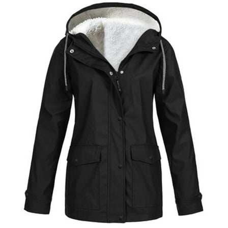 BangWanChi Winter Coats for Women Clearance Sale Women’s Solid Rain Jacket Outdoor Jackets Hooded Raincoat Windproof