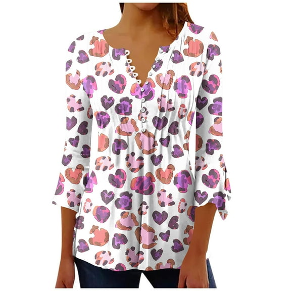 BangWanChi Women Clothing Summer Women Fashion Printed Casual V-Neck Short Sleeve Loose T-Shirt Blouse Tops