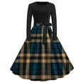thumbnail image 1 of BangWanChi Women'S Casual Dresses Long Dresses for Women Plus Size Dress Women's Fashion Casual Long Sleeve Round-Neck Knee-High Checker Printing Dress, 1 of 3