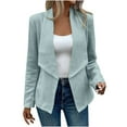 thumbnail image 1 of BangWanChi Women Solid Fall And Winter Textured Trendy Casual Jackets Lapel Collar Open Front Woolen Fabric Outerwear Coat With Pocket, 1 of 6