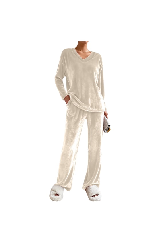 Women Winter Home Suit Sets Woman Fashionable Casual Flannel Long-Sleeved And Long Pants Pajama Set