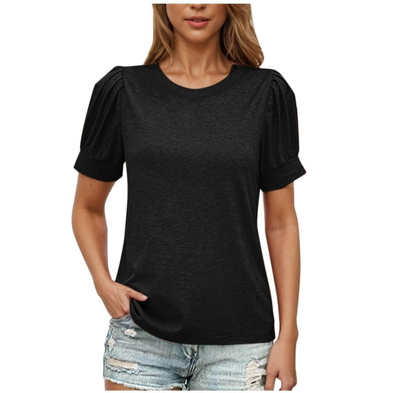 BangWanChi Women's Basic Solid Color Round Neck T-Shirt – Casual Short Sleeve Everyday Top