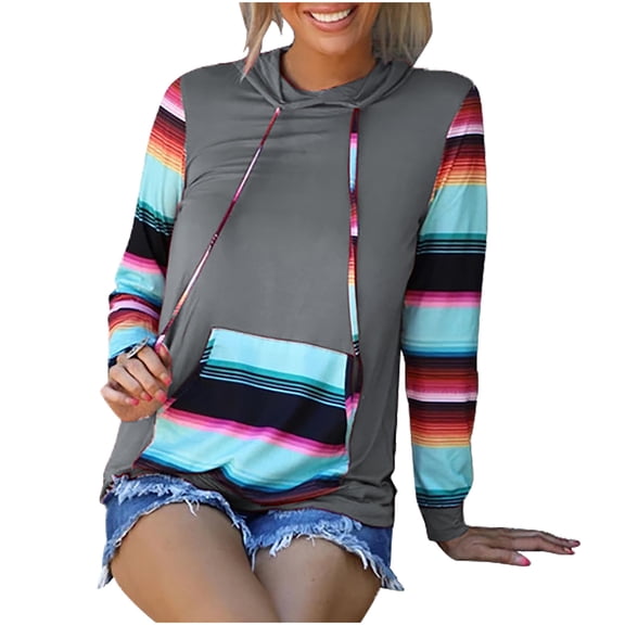 BangWanChi Women's Fall and Winter Jacket New Women's Hooded Long Sleeve Pocket Loose Casual Ladies Tops Long Sleeve Hooded Casual Coat/Jacket