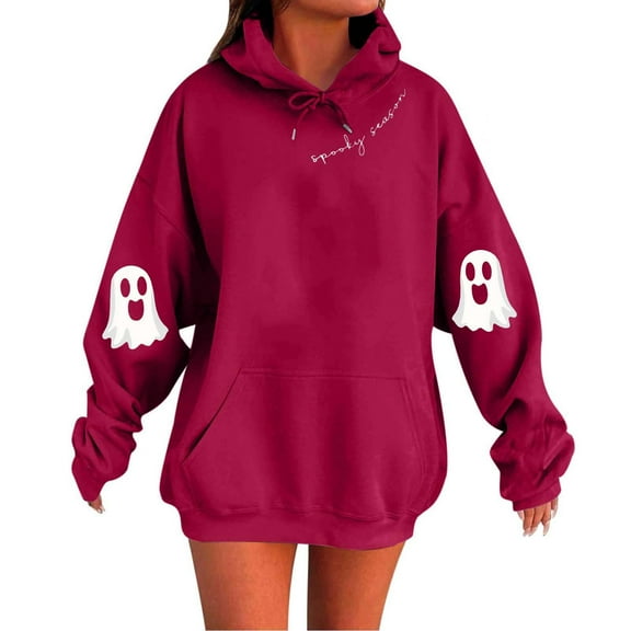 BangWanChi Women's Fashion Hoodies Casual Ladies Printed Long Sleeve Tops Blouse Hooded Sweatshirts