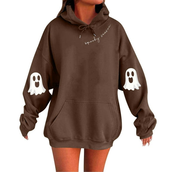 BangWanChi Women's Fashion Hoodies Casual Ladies Printed Long Sleeve Tops Blouse Hooded Sweatshirts