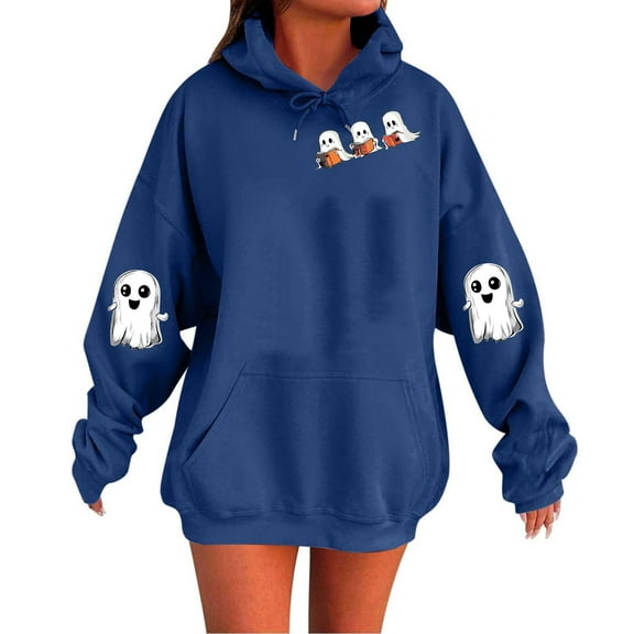 BangWanChi Women's Halloween Printed Hoodies Casual Long Sleeve Blouse Hooded Sweatshirts Top