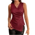 thumbnail image 1 of BangWanChi Women's Plus Size Tanks Tops Party Women's Fashion Sequin Sleeveless V-neck Pleats With Asymmetrical Draw-in Waistcoat, 1 of 5