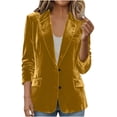 thumbnail image 1 of BangWanChi Women's Solid Color Gold Velvet Coats Long Sleeved Lapel Outerwear With Fake Pocket Suit Jacket, 1 of 6