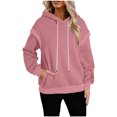 thumbnail image 1 of BangWanChi Women's Sweatshirts Zip up Women's Fashion Loose Long Sleeve Pullover Hoodie Fleece Warm Solid Color Drawstring Pulover Tops Sweatshirts, 1 of 4