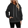 thumbnail image 1 of BangWanChi Women's Sweatshirts Zip up Women's Fashion Loose Long Sleeve Pullover Hoodie Fleece Warm Solid Color Drawstring Pulover Tops Sweatshirts, 1 of 4