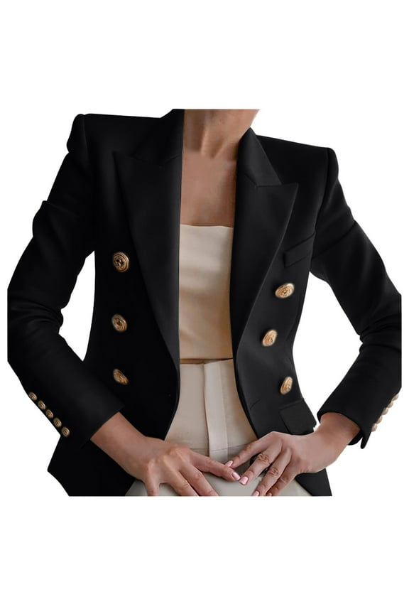 Womens Blazer Dress Elegant Business Office Work Women Lady Solid Button Suit Jacket Coat Outwear
