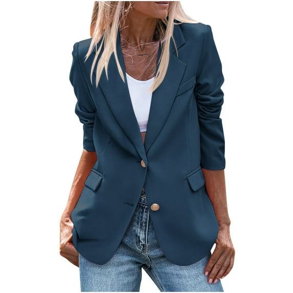BangWanChi Womens Blazers Dressy Casual Womens Bussiness Casual Blazers Open Front Long Sleeve Work Office Blazer Jacket With Shoulder Pads Fall Fashion 2024