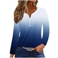 thumbnail image 1 of BangWanChi Womens Blouses for Work Long Sleeve Women's Casual Gradient Long Sleeve V-Neck Tops, 1 of 5