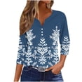 thumbnail image 1 of BangWanChi Womens Blouses for Work Women's Fashion Casual Printed T-shirt 3/4 Sleeves Buttons Blouse V-Neck Casual Tops, 1 of 5