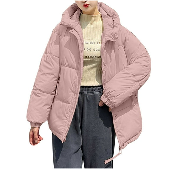 BangWanChi Womens Coats Winter Clearance Long Sleeved Solid Color Hooded Jacket