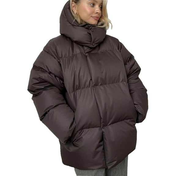 BangWanChi Womens Coats Winter Clearance Women's Fall And Winter Loose Cotton Jacket Loose Coat Tops Long-sleeved Cotton Clothes