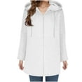 thumbnail image 1 of BangWanChi Womens Coats with Hood Women's Winter New Solid Color Hoodie Mid-Length Zipper Cardigan Jacket Long Sleeve Top, 1 of 5