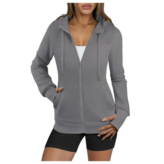 BangWanChi Womens Fall Jackets with Hood Women's Zip Up Cropped Hoodies Casual Sweatshirts Full Zip Crop Jacket With Pockets 2026 Fall Fashion Clothes