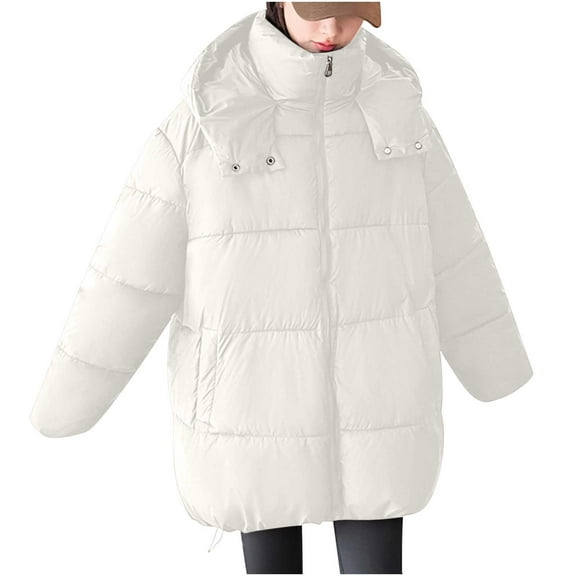 BangWanChi Womens Fall Jackets Plus Size Long Sleeved Solid Color Hooded Jacket