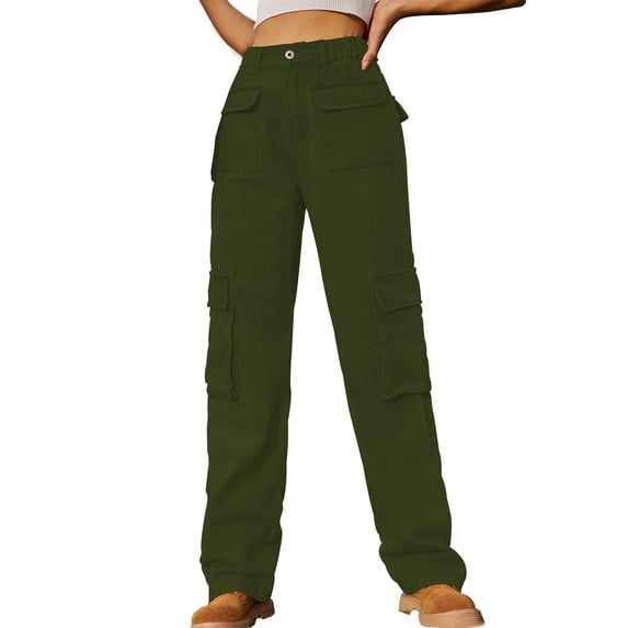 BangWanChi Womens Jeans Bootcut Fashion Women's Spring/Summer Pocket Button Mid Waist Tight Pants