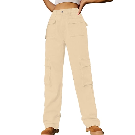 BangWanChi Womens Jeans Bootcut Fashion Women's Spring/Summer Pocket Button Mid Waist Tight Pants
