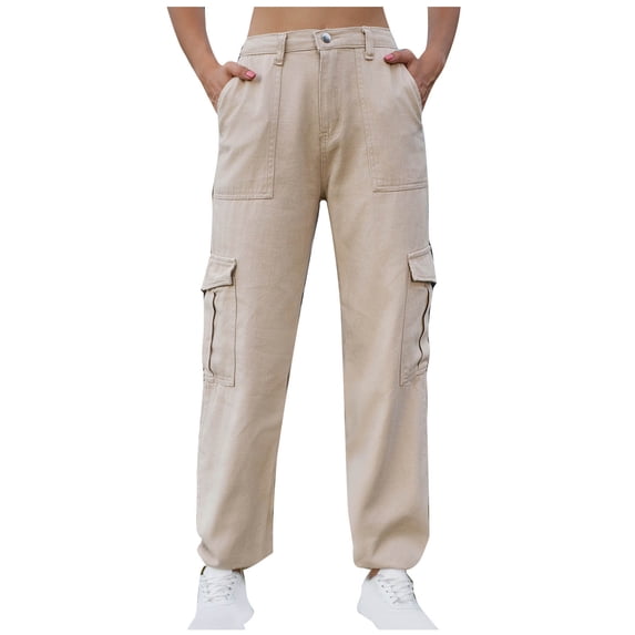 BangWanChi Womens Jeans Petite Women's Mid-waist Pocket Denim Overalls Casual Pants In Spring And Summer