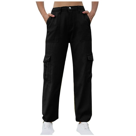 BangWanChi Womens Jeans Petite Women's Mid-waist Pocket Denim Overalls Casual Pants In Spring And Summer