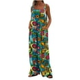 thumbnail image 1 of BangWanChi Womens Jumpsuits Overalls Wide Leg Casual Women's Printed Jumpsuit Casual Button Pocket Sleeveless Wide Leg Trousers, 1 of 7