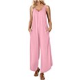 thumbnail image 1 of BangWanChi Womens Jumpsuits Overalls Wide Leg Casual Womens Fashion Summer Solid Pocket Casual Sleeveless Suspender Jumpsuit, 1 of 5