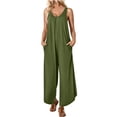 thumbnail image 1 of BangWanChi Womens Jumpsuits Overalls Wide Leg Casual Womens Fashion Summer Solid Pocket Casual Sleeveless Suspender Jumpsuit, 1 of 5