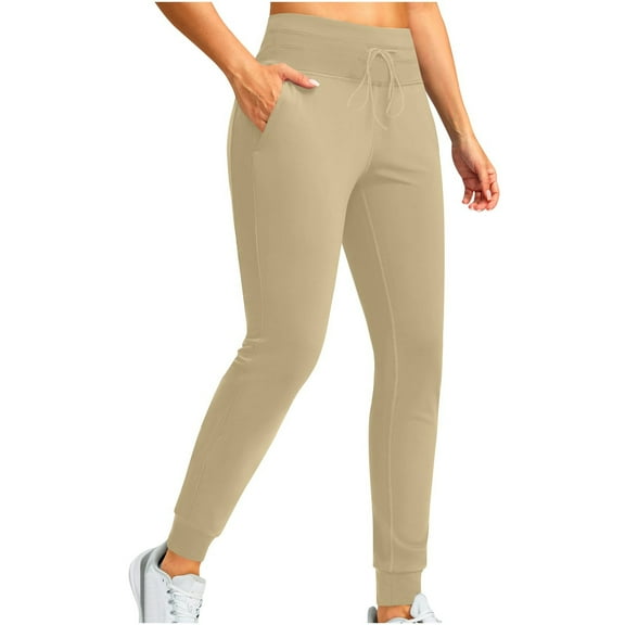 BangWanChi Womens Snow Pants Stretch Women's High Waist Drawstring Quick Drying Running Fitness Pants Legging Sports Pants Yoga Pants Beige XXL