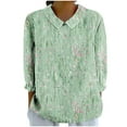 thumbnail image 1 of BangWanChi Womens Summer Tops 3/4 Sleeve Women's Casual Retro Style Casual Print 3/4 Sleeve Top V Sleeve Top/shirt, 1 of 5