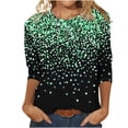 thumbnail image 1 of BangWanChi Womens Tops Dressy Casual Women's Loose Casual Printed Round Neck 3/4 Sleeves T-shirt Top, 1 of 5